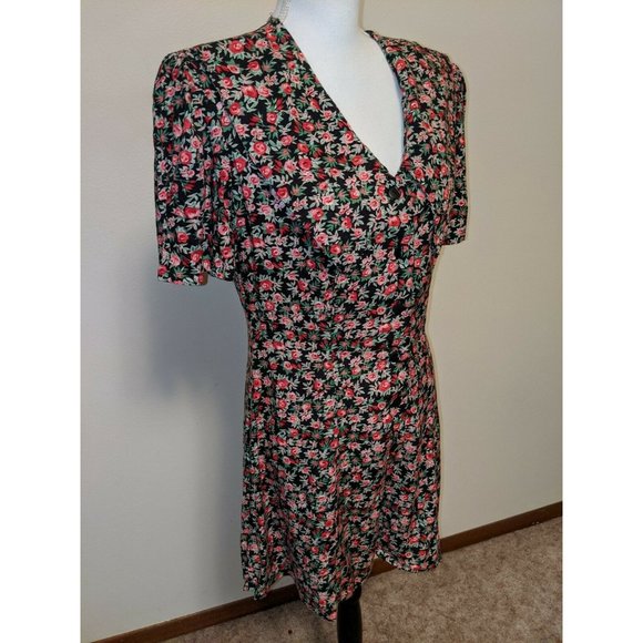 Vintage 90s Peter Pan Collar Puff Sleeve Romper M - Picture 1 of 9